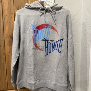 Gray David Bowie Hoodie with Graphic Print